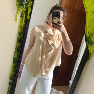 April Cornell wrap sweater vest with button detail